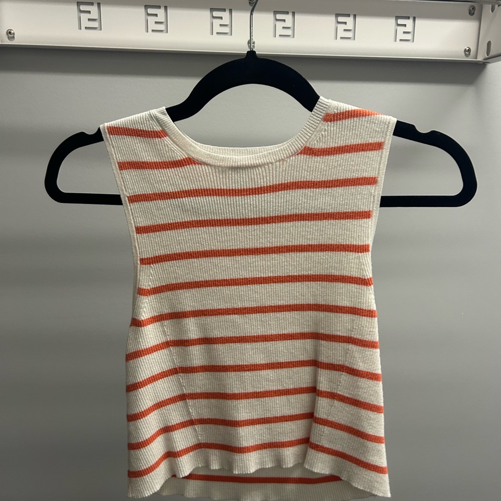 Olivaceous Orange and White Striped Tank Top